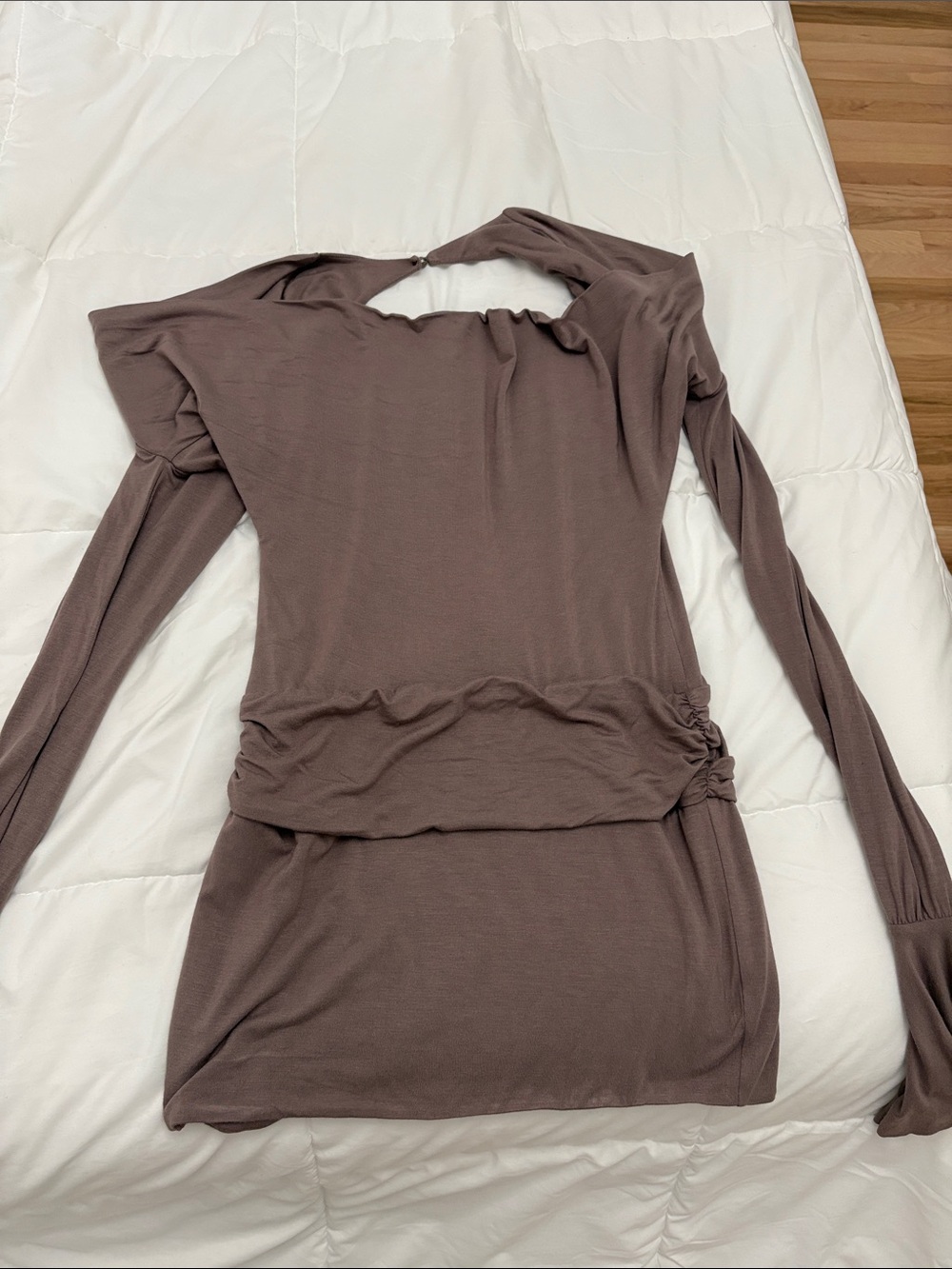 NEVER WORN Outcast Women's Brown Ruched Long-Sleeve Dress